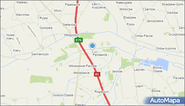 mapa Pęcławice, Pęcławice gmina Piątek na mapie Targeo