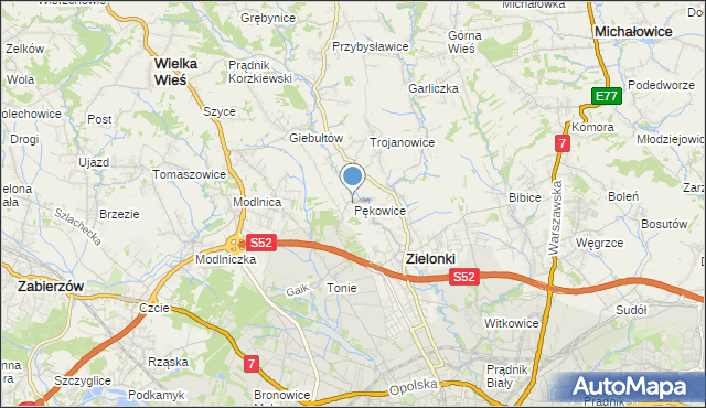 mapa Pękowice, Pękowice na mapie Targeo