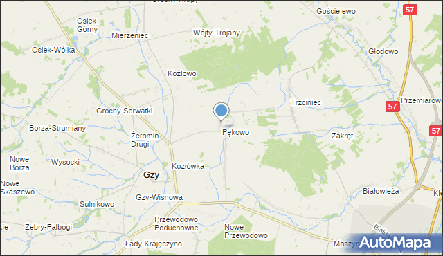 mapa Pękowo, Pękowo na mapie Targeo