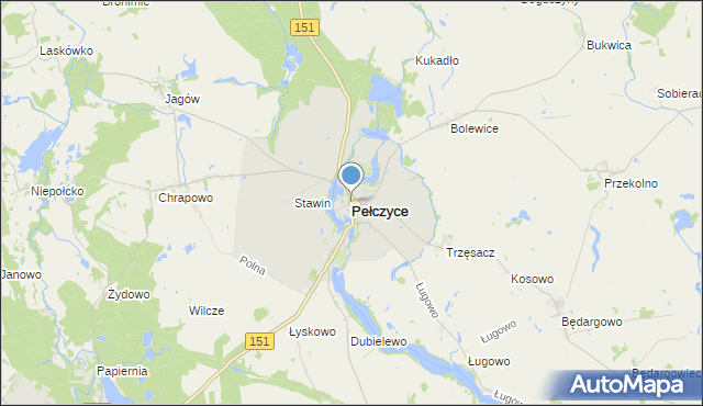 mapa Pełczyce, Pełczyce powiat choszczeński na mapie Targeo