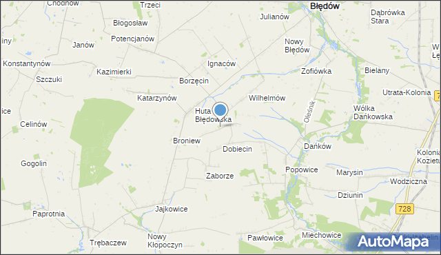 mapa Pelinów, Pelinów gmina Błędów na mapie Targeo