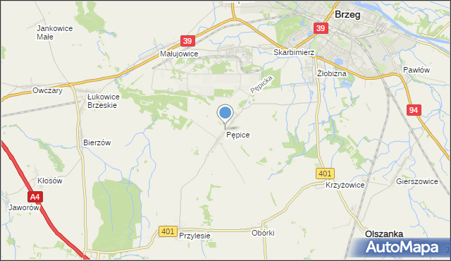 mapa Pępice, Pępice gmina Skarbimierz na mapie Targeo