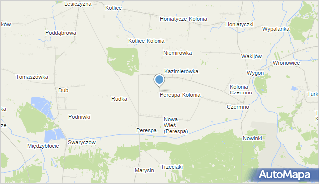 mapa Perespa-Kolonia, Perespa-Kolonia na mapie Targeo