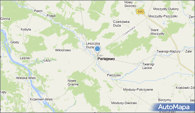 mapa Perlejewo, Perlejewo na mapie Targeo
