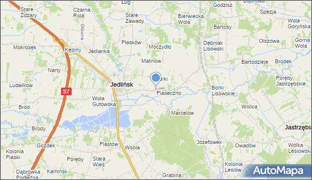 mapa Piaseczno, Piaseczno gmina Jedlińsk na mapie Targeo