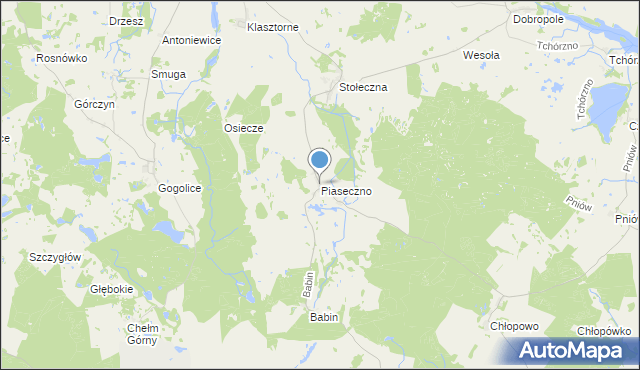 mapa Piaseczno, Piaseczno gmina Trzcińsko-Zdrój na mapie Targeo