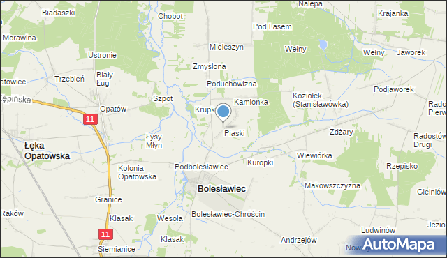 mapa Piaski, Piaski gmina Bolesławiec na mapie Targeo