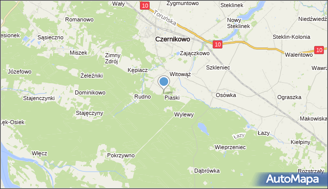 mapa Piaski, Piaski gmina Czernikowo na mapie Targeo