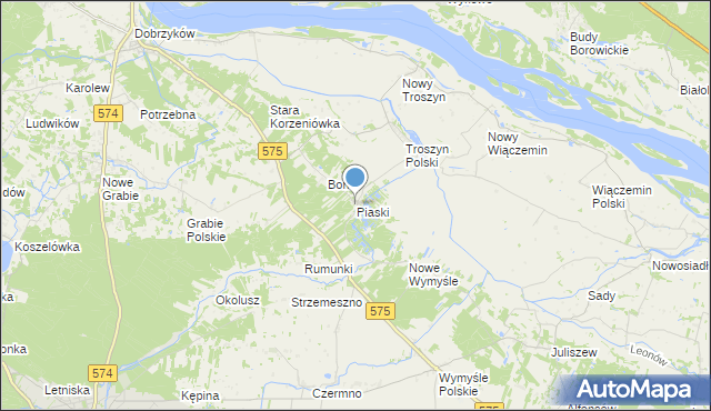 mapa Piaski, Piaski gmina Gąbin na mapie Targeo