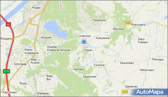 mapa Piaski, Piaski gmina Grudziądz na mapie Targeo
