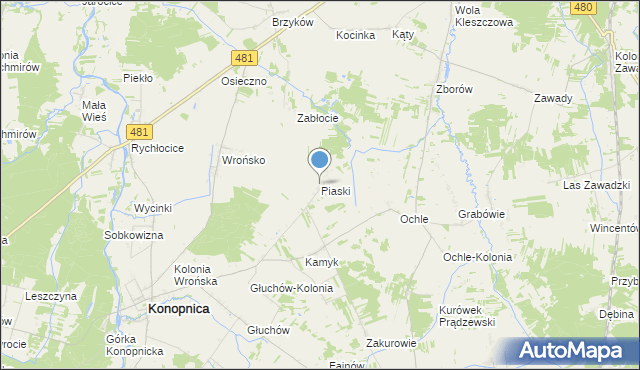 mapa Piaski, Piaski gmina Konopnica na mapie Targeo