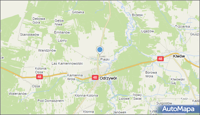mapa Piaski, Piaski gmina Odrzywół na mapie Targeo