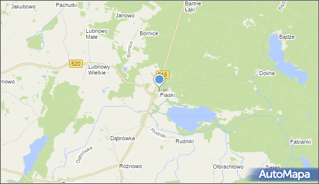 mapa Piaski, Piaski gmina Susz na mapie Targeo