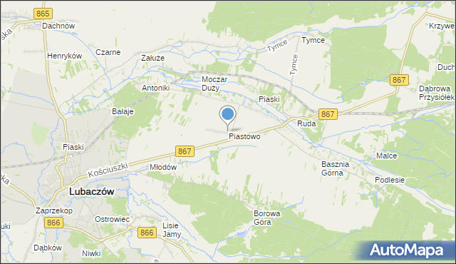 mapa Piastowo, Piastowo gmina Lubaczów na mapie Targeo