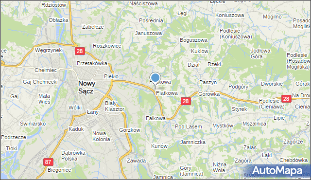 mapa Piątkowa, Piątkowa gmina Chełmiec na mapie Targeo