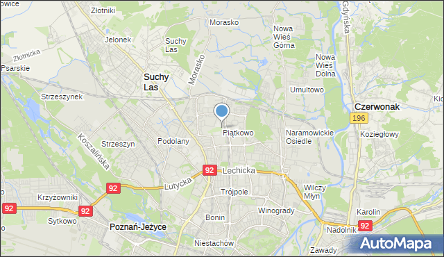 mapa Piątkowo, Piątkowo gmina Poznań na mapie Targeo