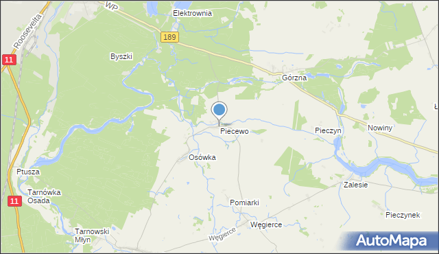 mapa Piecewo, Piecewo gmina Tarnówka na mapie Targeo