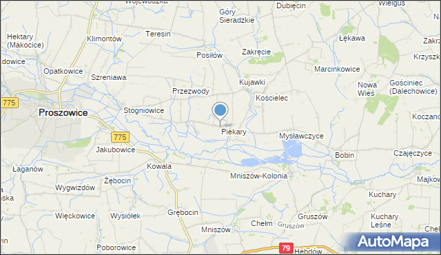 mapa Piekary, Piekary gmina Proszowice na mapie Targeo