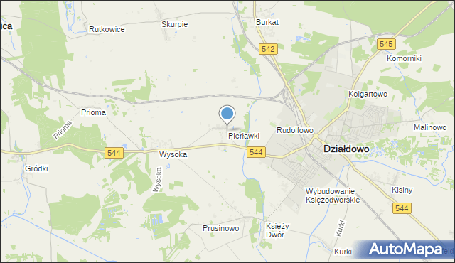 mapa Pierławki, Pierławki gmina Działdowo na mapie Targeo