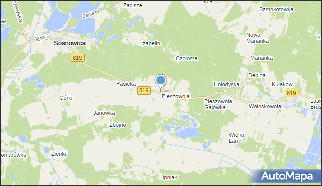 mapa Pieszowola, Pieszowola na mapie Targeo