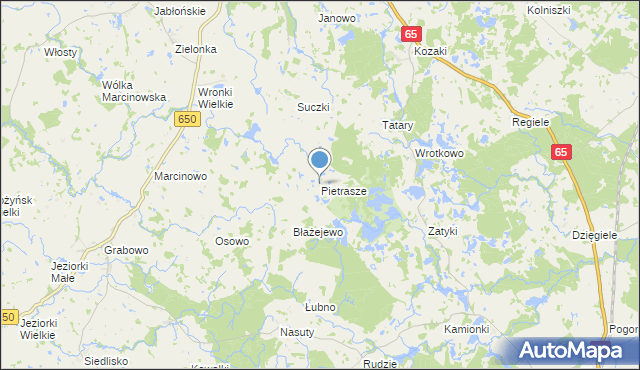 mapa Pietrasze, Pietrasze gmina Gołdap na mapie Targeo