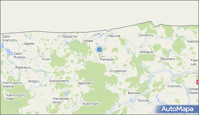 mapa Pietraszki, Pietraszki gmina Gołdap na mapie Targeo