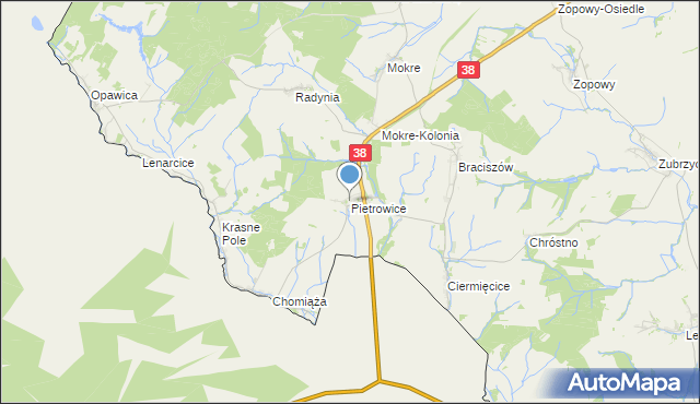 mapa Pietrowice, Pietrowice na mapie Targeo
