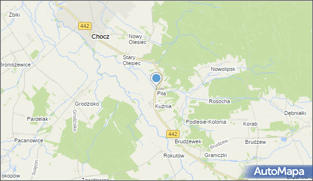 mapa Piły, Piła gmina Chocz na mapie Targeo