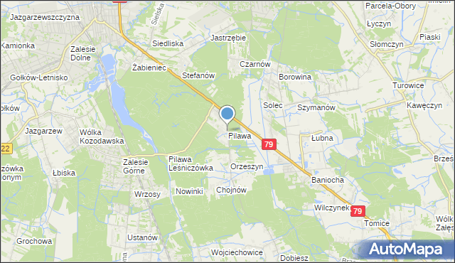 mapa Pilawa, Pilawa gmina Piaseczno na mapie Targeo