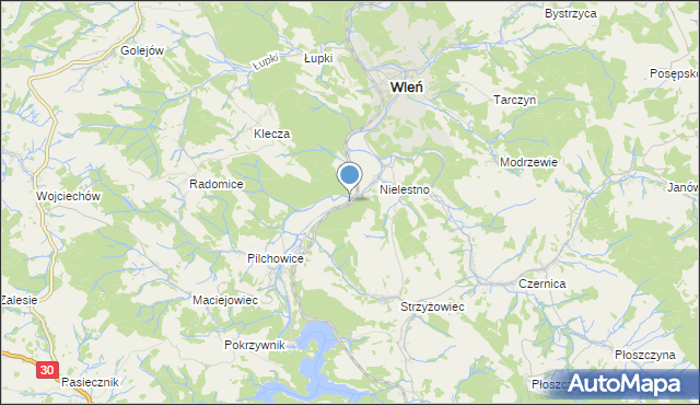 mapa Pilchowice-Nielestno, Pilchowice-Nielestno na mapie Targeo