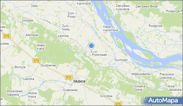 mapa Piotrkówek, Piotrkówek gmina Słubice na mapie Targeo