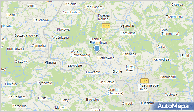 mapa Piotrkowice, Piotrkowice gmina Tuchów na mapie Targeo