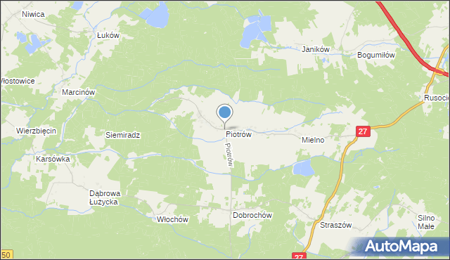 mapa Piotrów, Piotrów gmina Przewóz na mapie Targeo