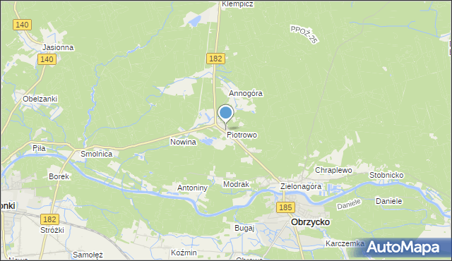 mapa Piotrowo, Piotrowo gmina Obrzycko na mapie Targeo