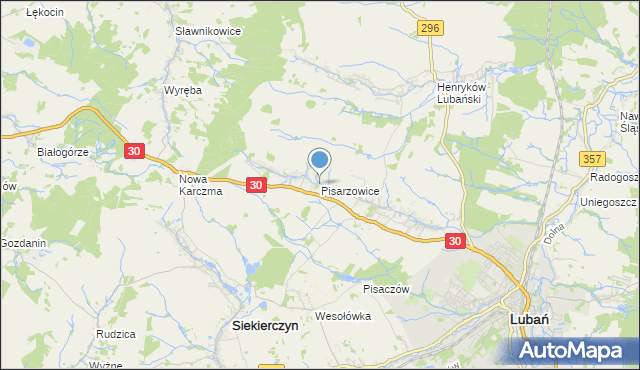 mapa Pisarzowice, Pisarzowice gmina Lubań na mapie Targeo