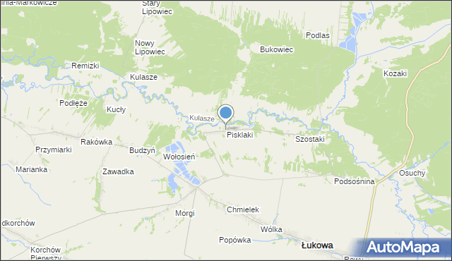 mapa Pisklaki, Pisklaki na mapie Targeo