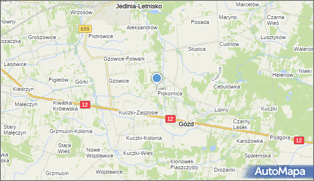 mapa Piskornica, Piskornica na mapie Targeo