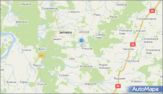 mapa Piskorze, Piskorze na mapie Targeo