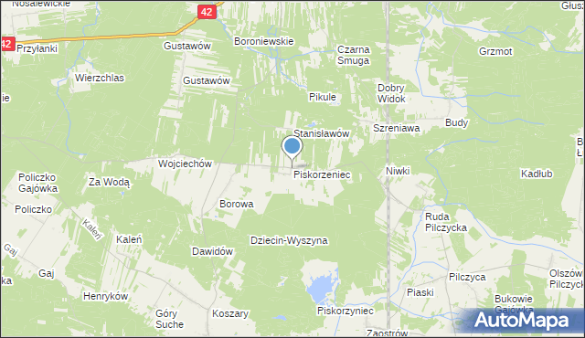 mapa Piskorzeniec, Piskorzeniec na mapie Targeo