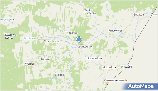 mapa Piszczatka, Piszczatka gmina Nurzec-Stacja na mapie Targeo