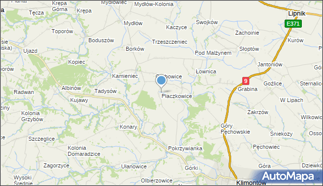 mapa Płaczkowice, Płaczkowice na mapie Targeo