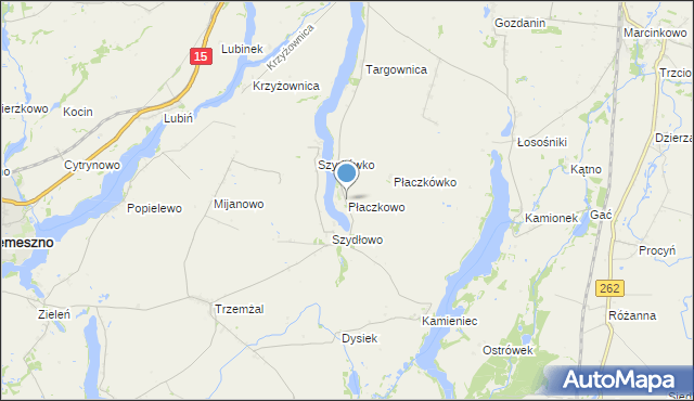 mapa Płaczkowo, Płaczkowo gmina Trzemeszno na mapie Targeo