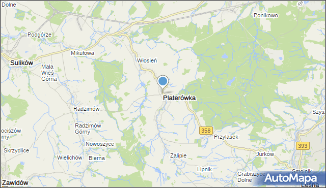 mapa Platerówka, Platerówka na mapie Targeo