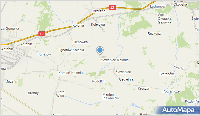 mapa Pławanice-Kolonia, Pławanice-Kolonia na mapie Targeo