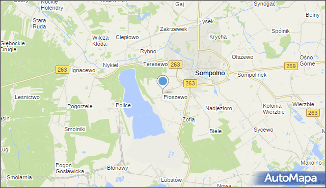 mapa Płoszewo, Płoszewo na mapie Targeo