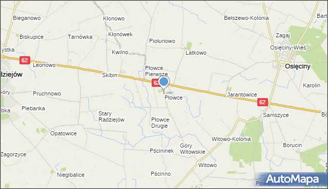 mapa Płowce, Płowce gmina Radziejów na mapie Targeo
