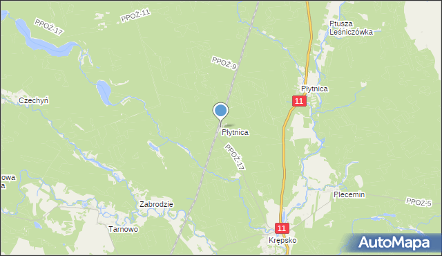 mapa Płytnica, Płytnica gmina Szydłowo na mapie Targeo