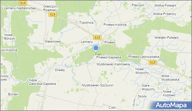 mapa Pniewo-Gajówka, Pniewo-Gajówka na mapie Targeo