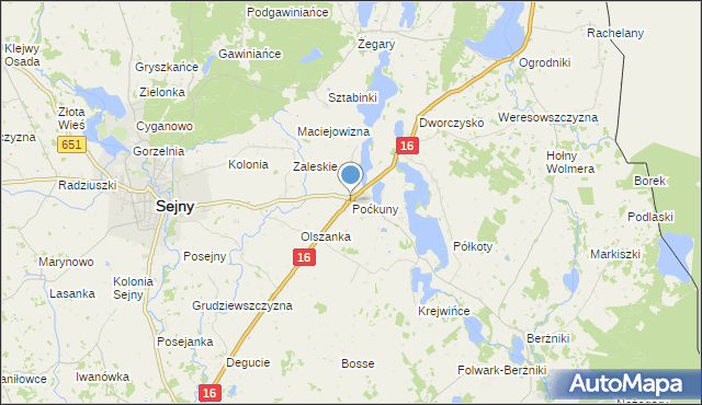 mapa Poćkuny, Poćkuny na mapie Targeo