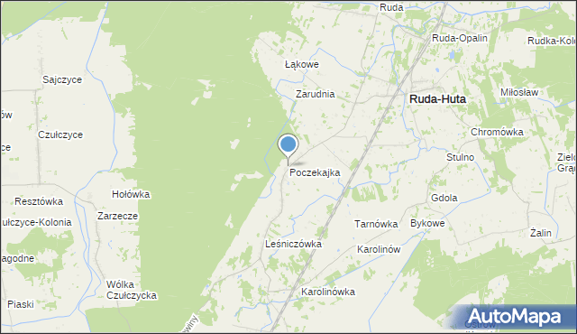 mapa Poczekajka, Poczekajka gmina Ruda-Huta na mapie Targeo